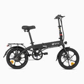 Bici elettrica DYU A1F pieghevole nera con ruote da 16 pollici e freni a disco.